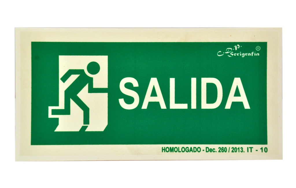 Cartel "SALIDA" Fotoluminiscente 30 x 15 cm